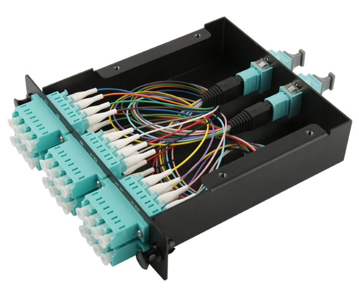 12 קסטה 12 סיבים OM4 Multimode MTP עד 12 LC Duplex Aqua